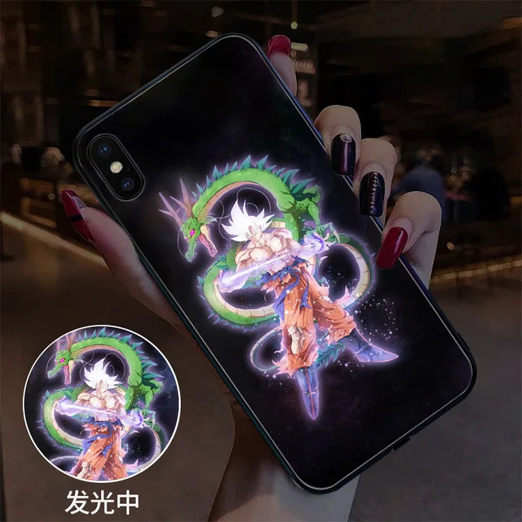 Dragon Ball LED Flash Music Light Up Phone Case For IPhone 13 12 11 Pro Max 7 8 Plus X XR Figure Son Goku Vegeta Phonecase Gifts