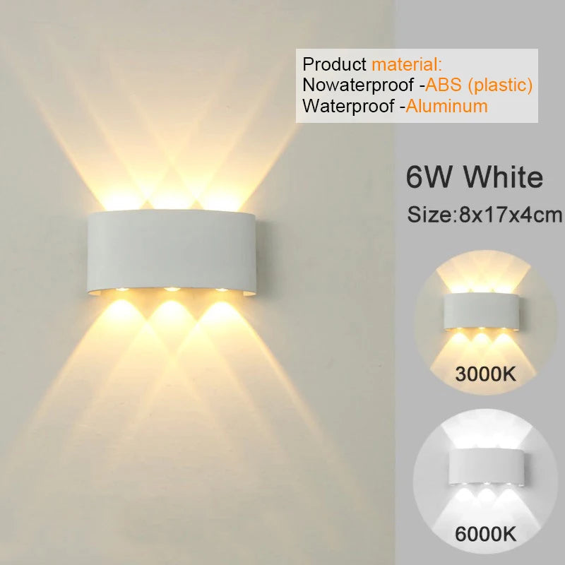 White LED Wall Lamp – Waterproof Up/Down Mount Light for Living Room, Hallway & Patio