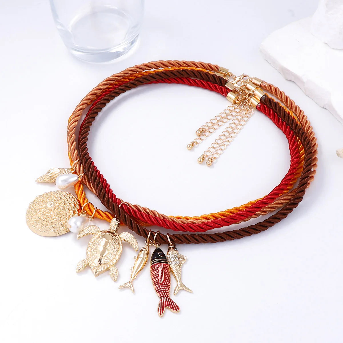 Women’s Ocean Pendant Necklace Set (4PCS) – Sea Turtle, Fish & Marine Charms | Summer Beach Jewelry 2025