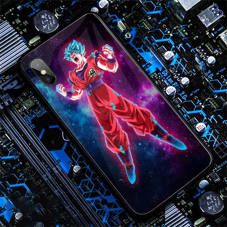 Dragon Ball LED Flash Music Light Up Phone Case For IPhone 13 12 11 Pro Max 7 8 Plus X XR Figure Son Goku Vegeta Phonecase Gifts