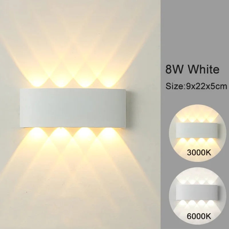 White LED Wall Lamp – Waterproof Up/Down Mount Light for Living Room, Hallway & Patio